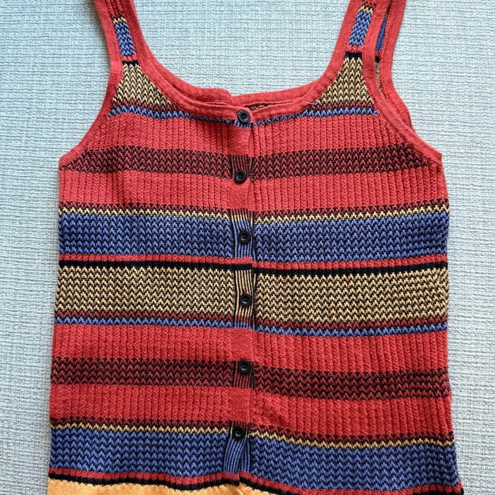 Women’s Striped Button-Up Knit Sweater Tank